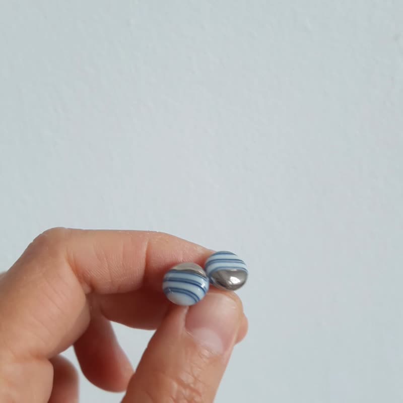 银针 陶瓷耳环 粉色珊瑚缎带耳环 摄氏1270度烧制 - 耳环/耳夹 - 瓷 粉红色