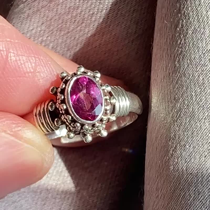 商品在台 天然 粉色 托帕石 戒指 尼泊尔 手工制 925纯银 - 戒指 - 宝石 