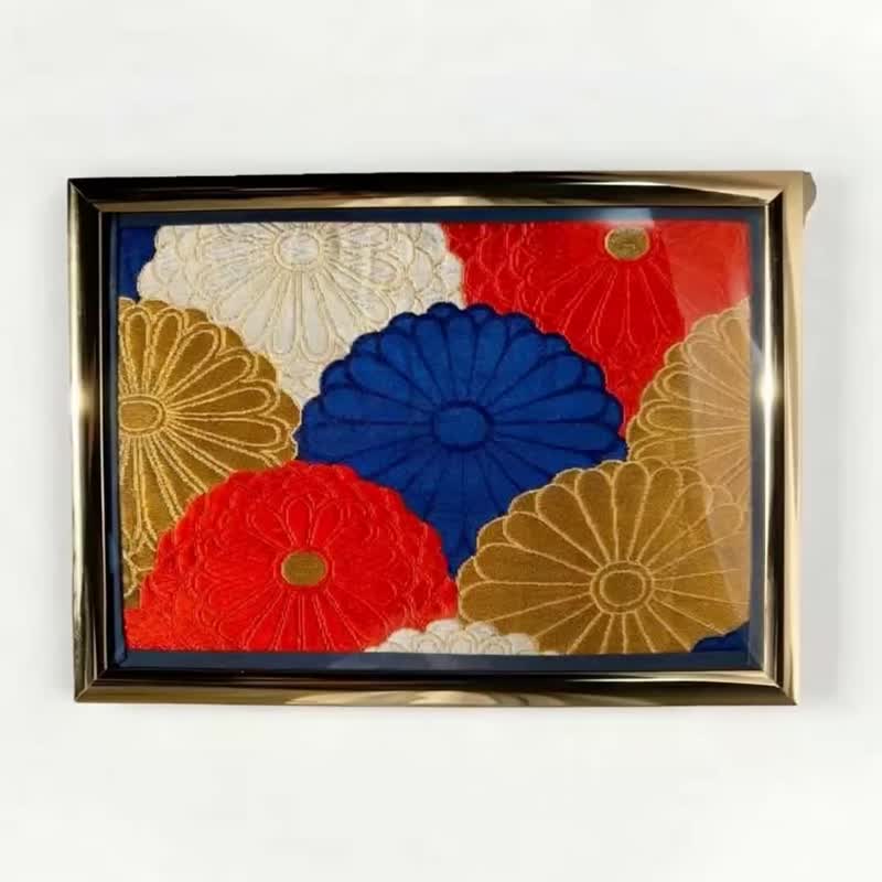 独一无二 真丝和服袋带艺术挂画, 日本手工纺织装饰面板 - 海报/装饰画/版画 - 丝．绢 多色