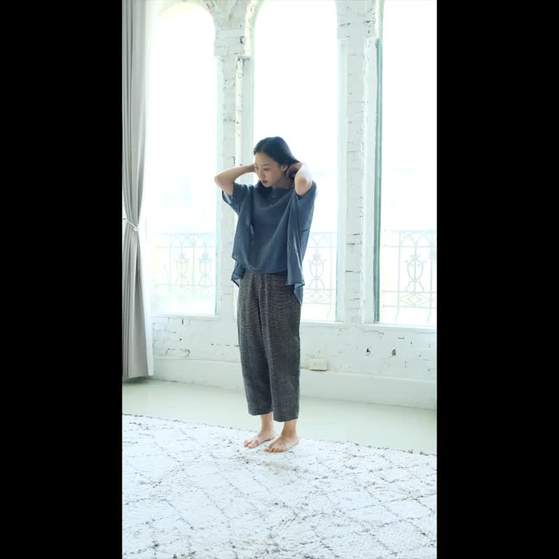 OMAKE 宽版缩袖侧开衩上衣 / 慕斯布 橄榄绿 - 女装上衣 - 棉 绿色