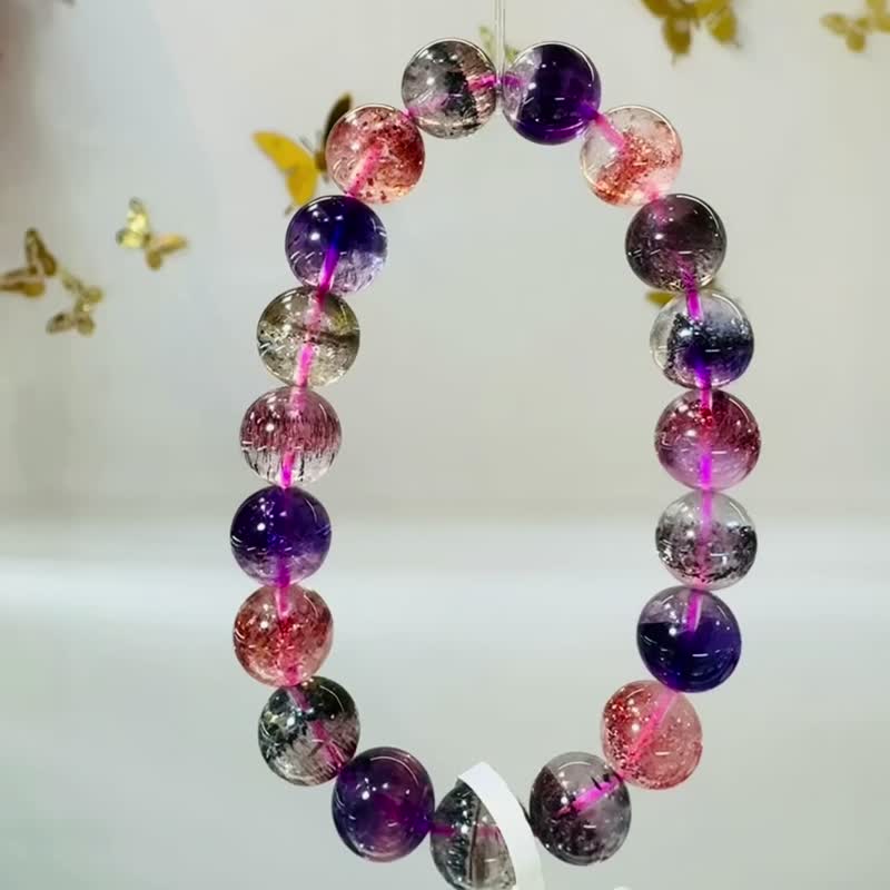 后台询问大爆闪浓色半盆超七水晶10-10.5mm32g三轮骨干水晶 - 手链/手环 - 水晶 多色