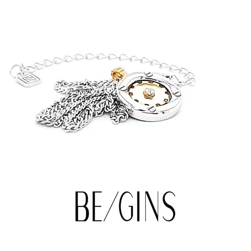 时间齿轮圆币项链 - 项链 - 纯银 