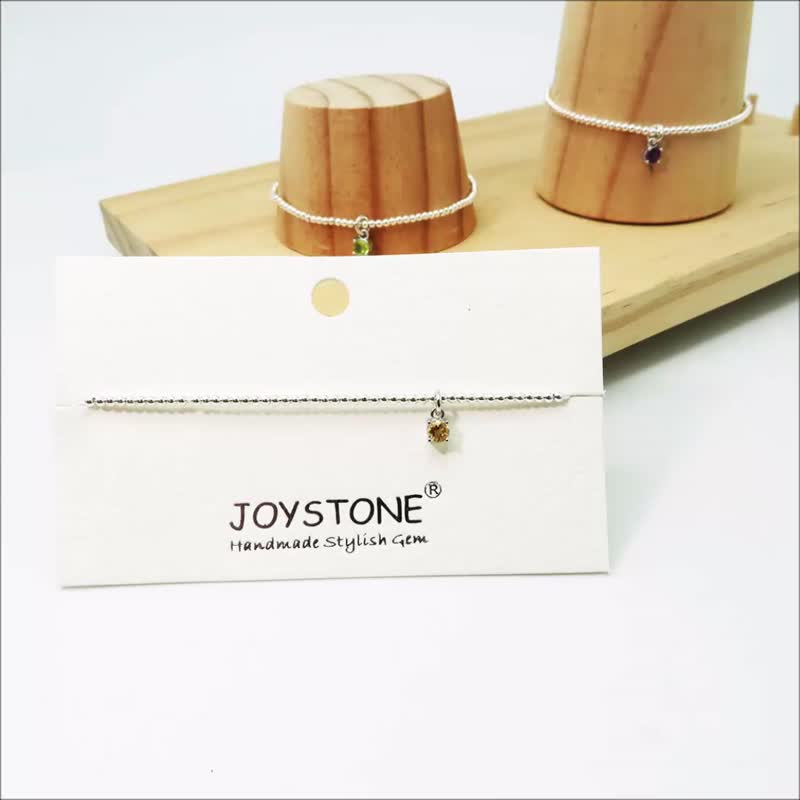 2mm水晶银珠串珠手链 二月 十一月 生日石 手工水晶手链 弹性手围 - 手链/手环 - 水晶 多色