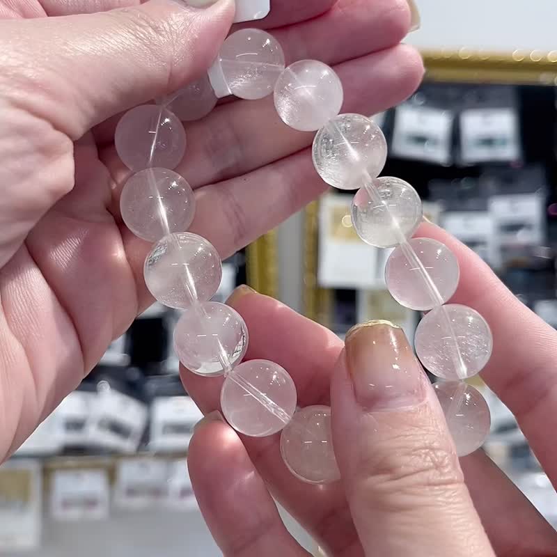 天然满细丝光感星光白兔毛水晶14mm61.46g手珠净化磁场疗愈能力 - 手链/手环 - 水晶 黄色