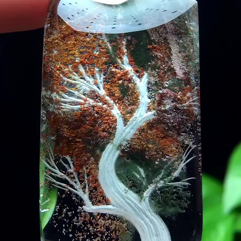 天然彩幽灵内雕发财树吊坠   大自然形成的景色之美天地之万物永 - 摆饰 - 水晶 