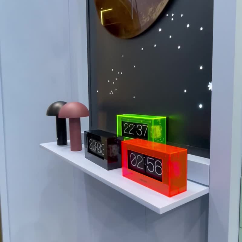Karlsson, Flip clock Boxed acrylic neon orange 透明橙翻页钟 - 时钟/闹钟 - 压克力 橘色