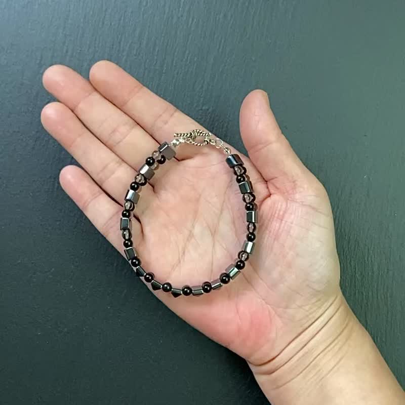 黑胆石 茶晶 黑曜石 | 避邪防小人 消除负能量 |925纯银手链 定制 - 手链/手环 - 水晶 多色