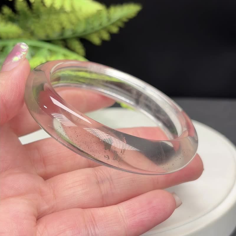 绿色幻影幽灵水晶手镯 58MM 玻璃体金属闪片满天星 招财心轮疗愈 - 手链/手环 - 水晶 