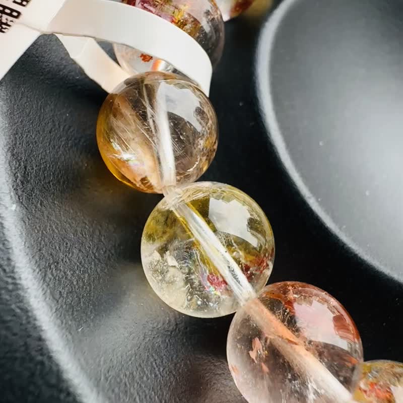 天然锦鲤红胶花水晶 9.5mm24.81g 手珠富贵吉祥镇宅辟邪挡煞净化催 - 手链/手环 - 水晶 多色