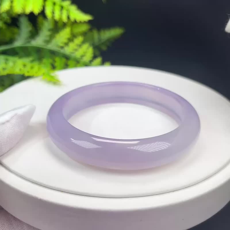 高品质 渐变紫玛瑙手镯 59MM 冰润起刚干净龙鳞纹 平衡机能能量 - 手链/手环 - 半宝石 紫色