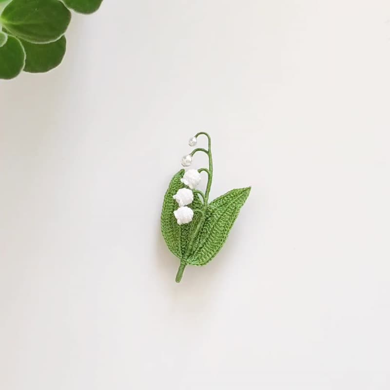 铃兰胸针　花/ 手工 / 手工编织 / 绣花线 - 胸针 - 绣线 白色