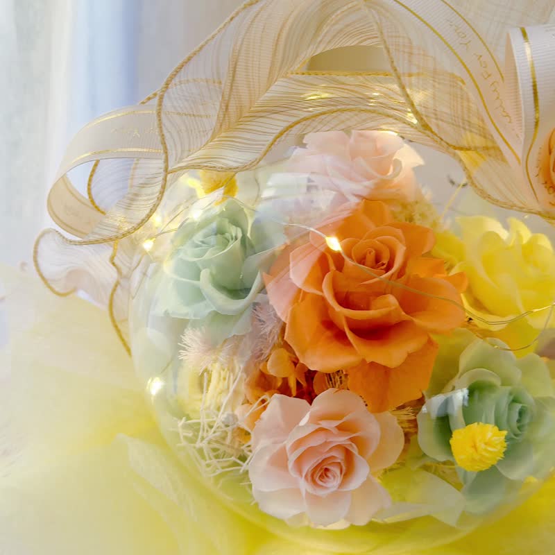 20 寸水晶球系列。情人节 开幕 永生花 祝贺 升迁 波波球 干燥花 - 干燥花/捧花 - 压克力 黄色