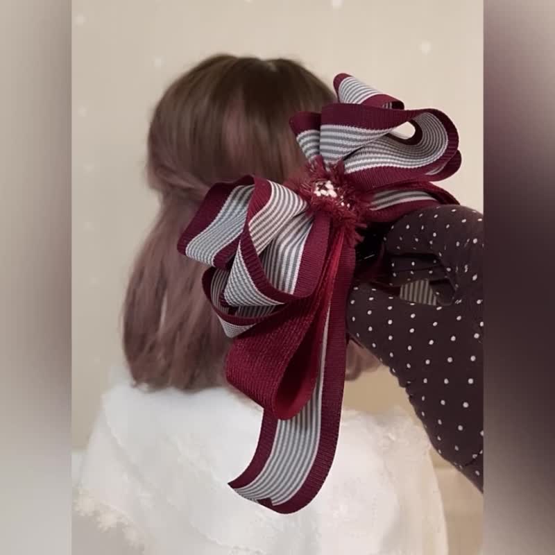 咖啡/ 绒质立体蝴蝶结香蕉夹仙女夹 发夹 大肠圈 发圈 发梳 发叉 - 发饰 - 其他材质 咖啡色