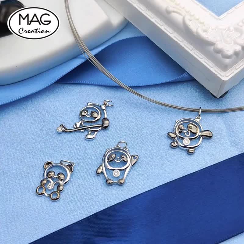 甜心吊坠 | 可爱熊猫 造型吊坠 附送钢丝颈圈 - 项链 - 贵金属 