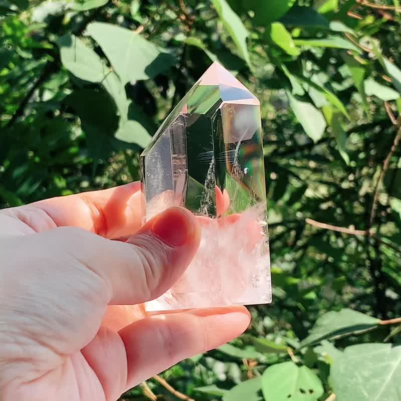 CrystalCorner 隅石丨天使之翼蓝针水晶丨巴西蓝针白水晶柱 208.6g - 摆饰 - 水晶 白色