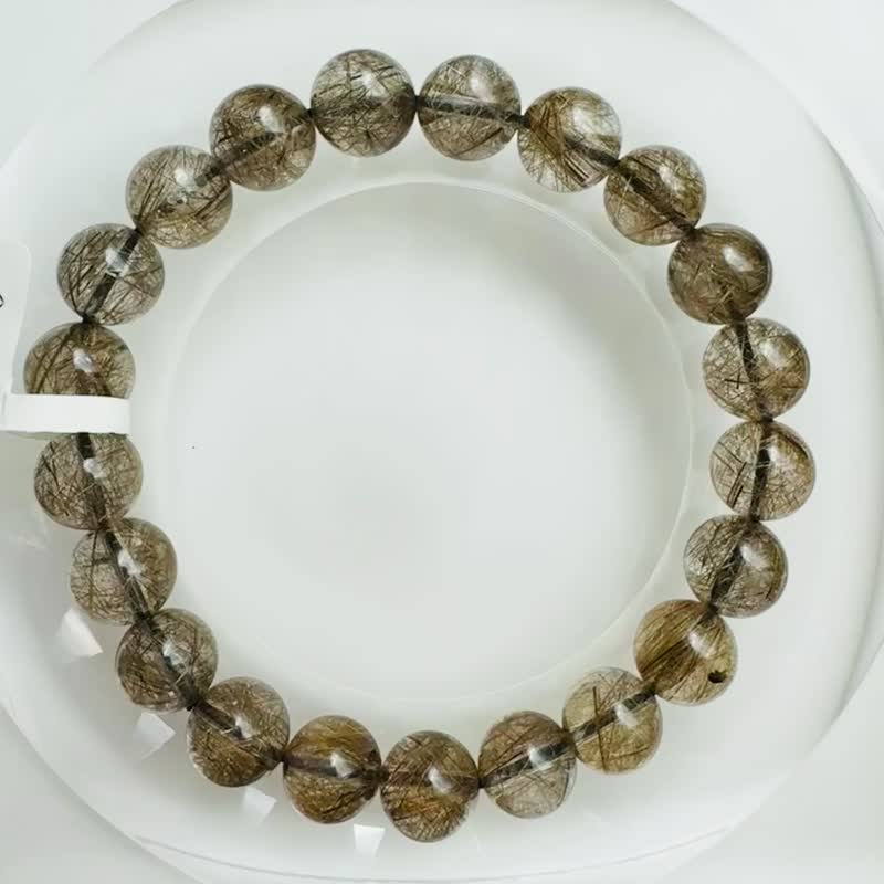 精品级天然金银铜发魔鬼发晶9mm22.86g钢丝球效应避邪挡煞招财 - 手链/手环 - 水晶 多色