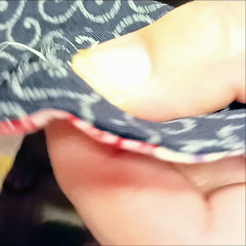 Tenuigatari 手缝物语 蔓草纹 束口袋 和服包 双面设计 收纳 日式风格 复古 - 化妆包/杂物包 - 棉 黑色