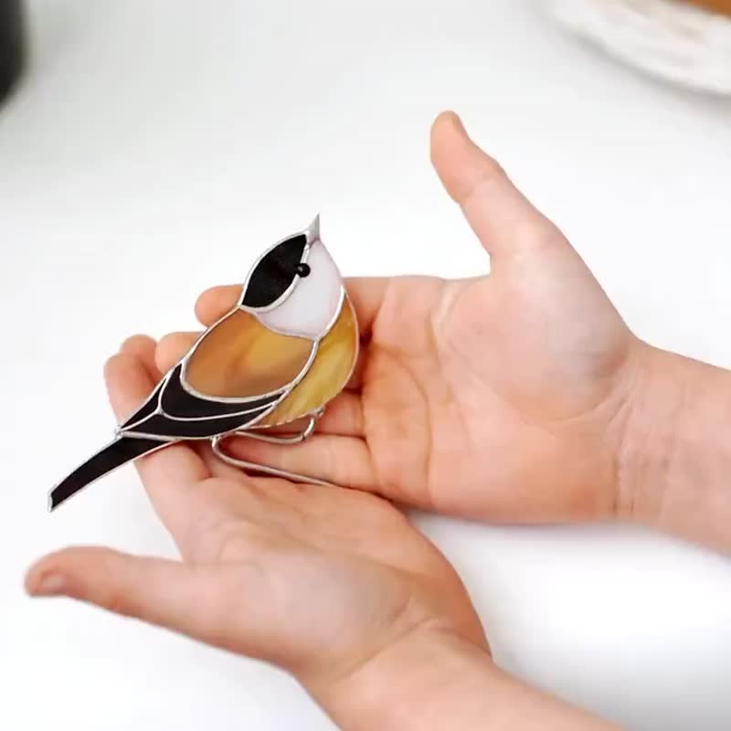 彩绘玻璃雏鸟捕鸟器 花盆装饰 母亲节礼物 植物 - 植栽/盆栽 - 玻璃 咖啡色