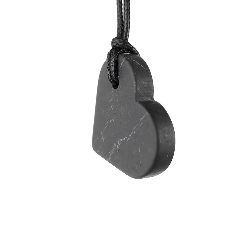 心石 Shungite 吊坠 | 自然石 - 项链 - 石头 黑色