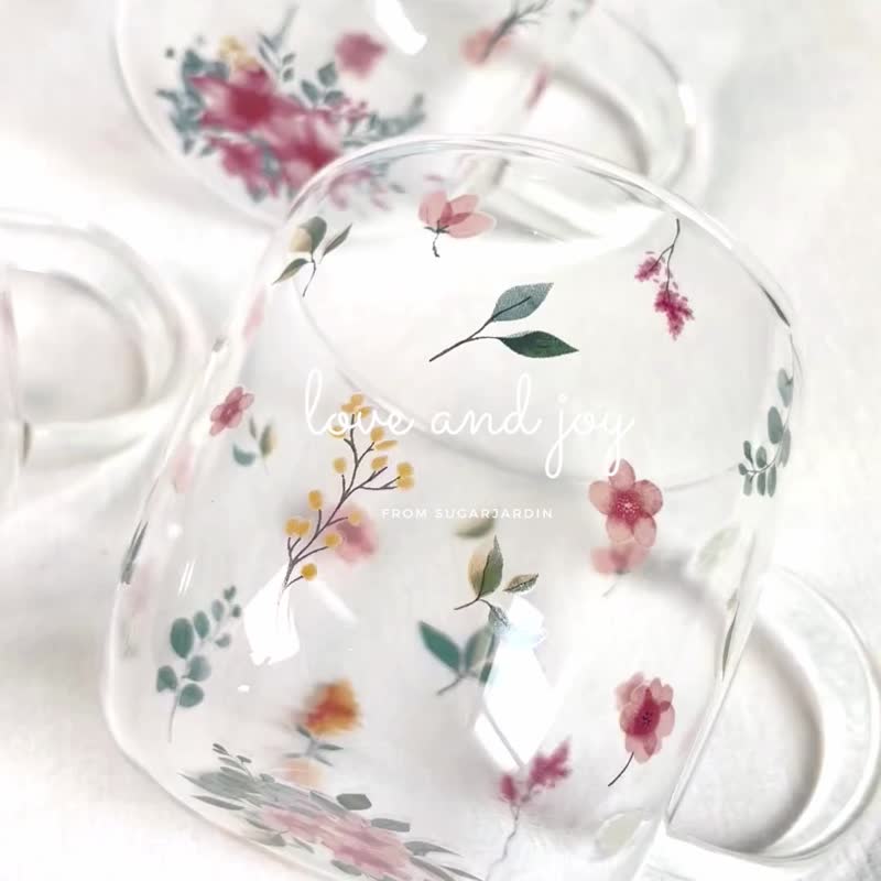 韩系花园玻璃杯/杯子/饮料杯/喝水杯/圣诞节礼物 - 水瓶/水壶 - 玻璃 