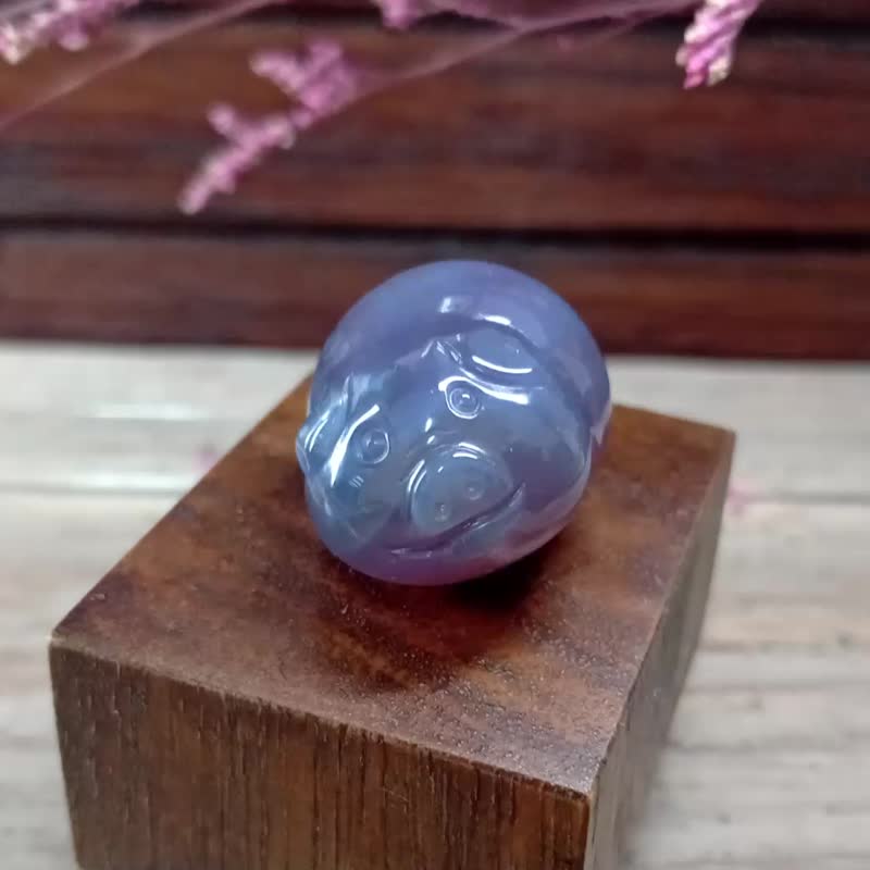 小雕件 小品动物-猪 深色紫玉髓 - 摆饰 - 玉石 紫色