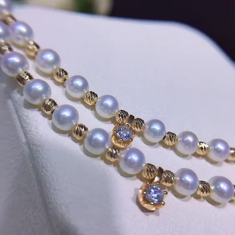 极简轻奢 天然淡水珍珠 淡水akoya 冷光炫彩 手作 项圈 - 项链 - 珍珠 白色