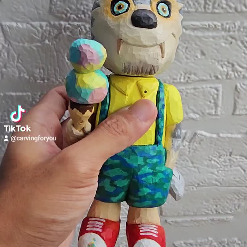 Werewolf and Rainbow Ice Cream - 玩偶/公仔 - 木头 