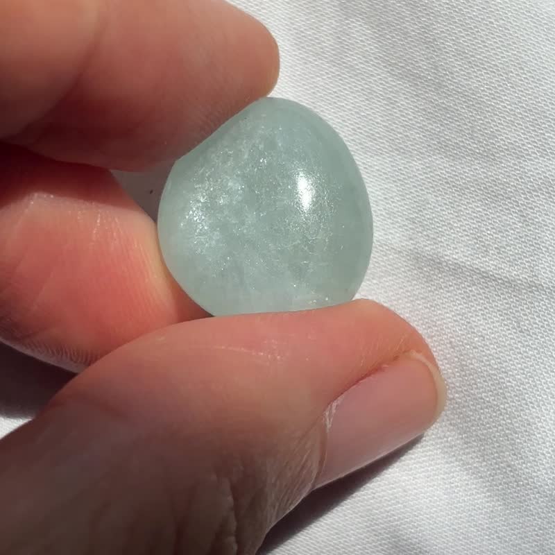 海蓝宝水晶 小滚石 矿标 原石 水晶 crystal 摆设 摆件  今日和你 - 摆饰 - 水晶 蓝色