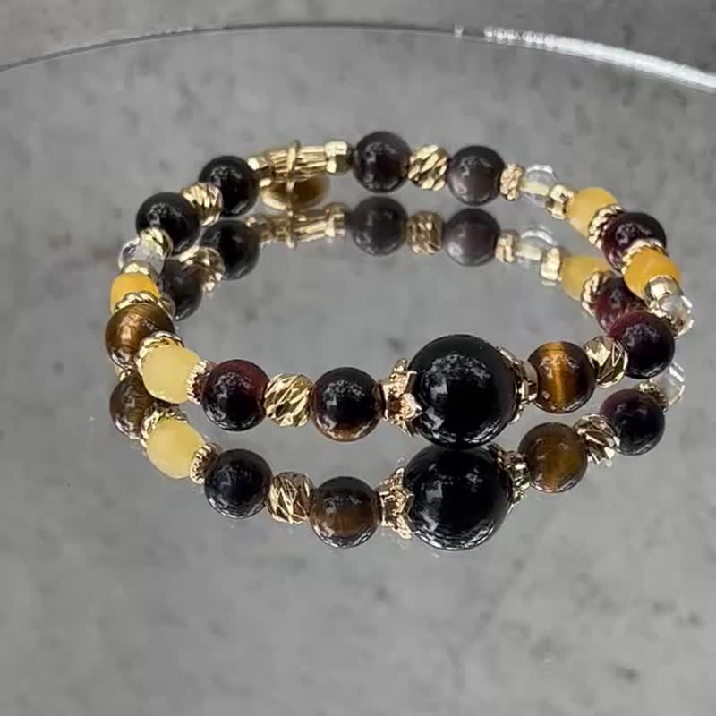 开运招财避邪 银曜石 虎眼石 天然水晶手链 美拉德 - 手链/手环 - 水晶 