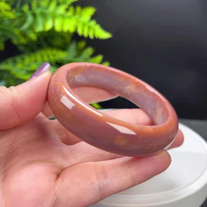 珊瑚玉手镯 54MM 冰润高瓷 橘褐紫 菊花石手环 颜色美 纹理独特 - 手链/手环 - 半宝石 