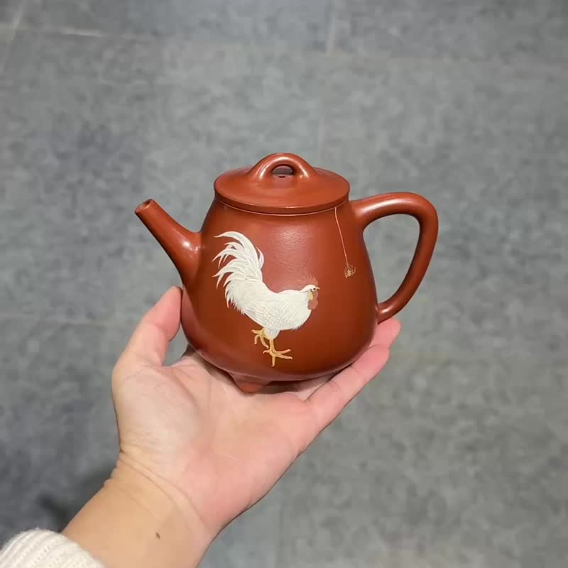 高瓢 全手工 容量360cc 家藏朱泥 壶身俊秀高挑流把纤细舒展 - 茶具/茶杯 - 陶 