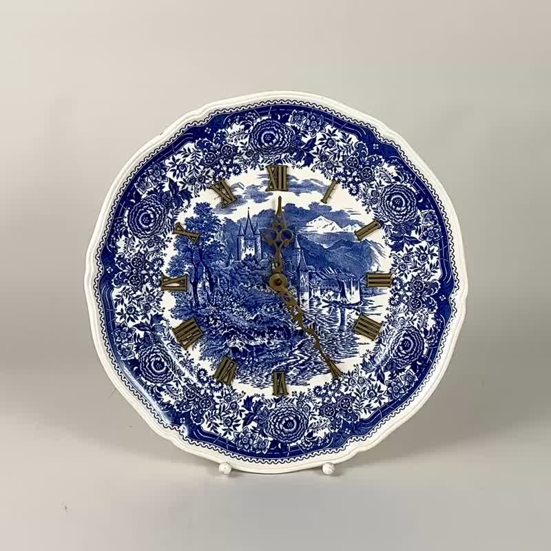 复古 Villeroy & Boch Burgenland 蓝色挂钟  直径 31 厘米 - 时钟/闹钟 - 瓷 蓝色