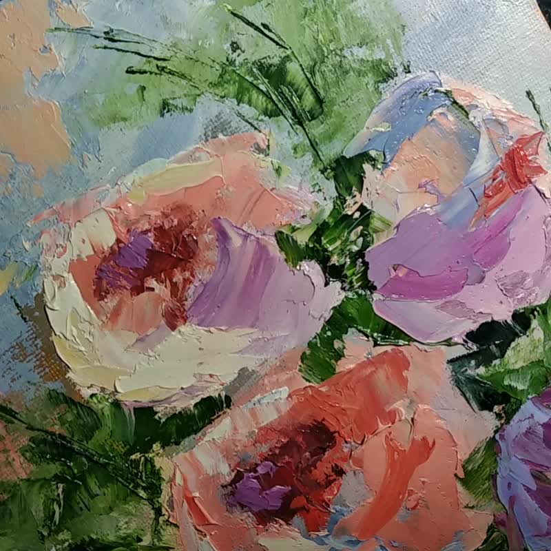 Original painting. Flower abstract. Painting on canvas. Flowers painting - 海报/装饰画/版画 - 其他材质 粉红色