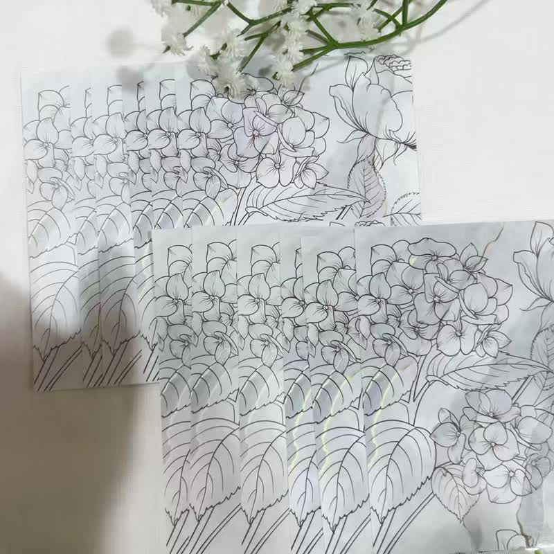 Soojinia-黑棕线绣球花贴纸 12入 - 贴纸 - 纸 