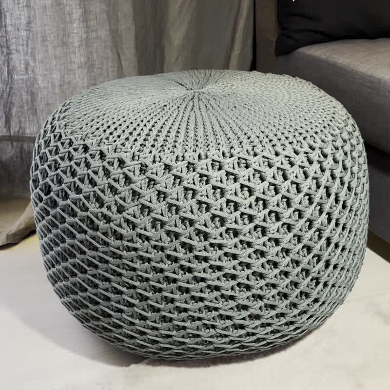 Pouf Chair, Knit pouf footstool, Pouf Ottoman, Round floor pillow, Ottoman - 其他家具 - 防水材质 