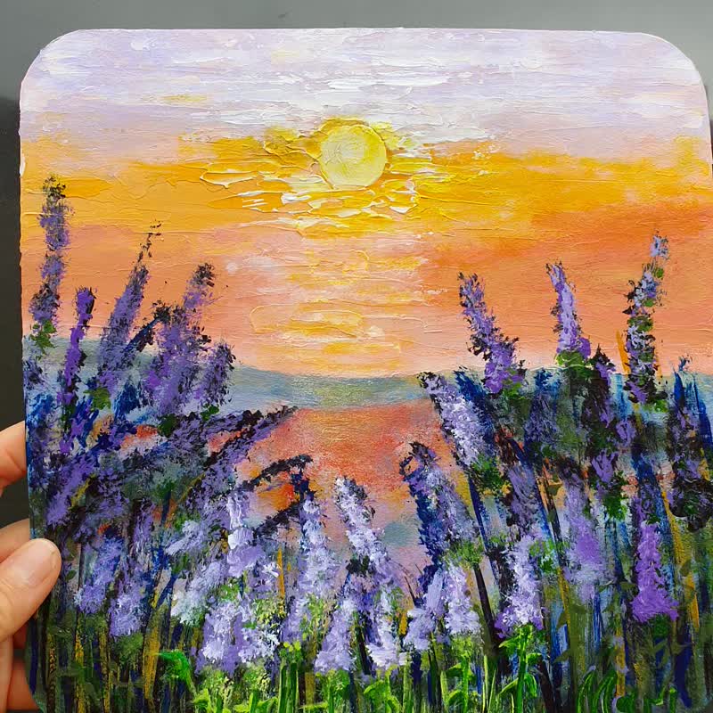 托斯卡纳绘画日落普罗旺斯意大利乡村原始矢车菊田野花朵 - 海报/装饰画/版画 - 其他材质 多色