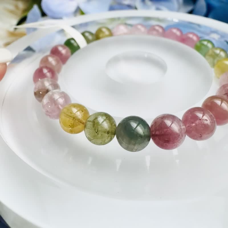 小精品萤光温柔系彩碧玺 7.4-7.7mm16.62g 电气石少女粉色银灰碧玺 - 手链/手环 - 水晶 多色