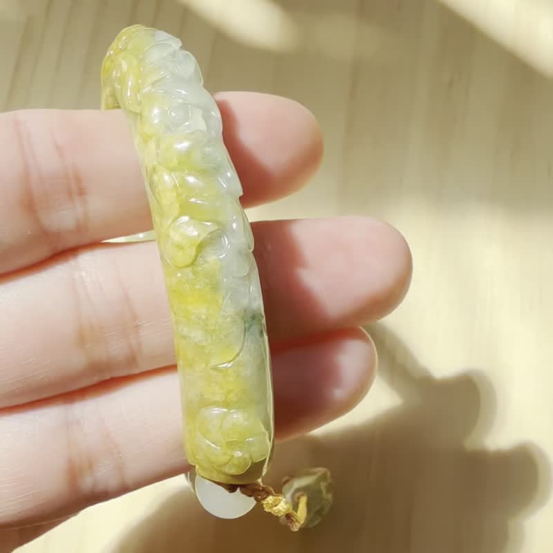 手工翡翠手镯 - 暖玉花开 - 手链/手环 - 玉石 咖啡色