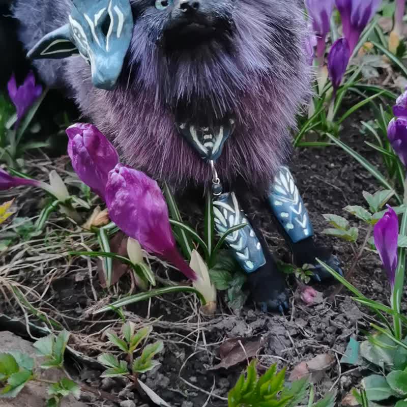 黑暗中发光盔甲幻想黑色 Kitsune FOX 3 尾巴 BJD 艺术娃娃可摆姿势 - 玩偶/公仔 - 环保材料 多色