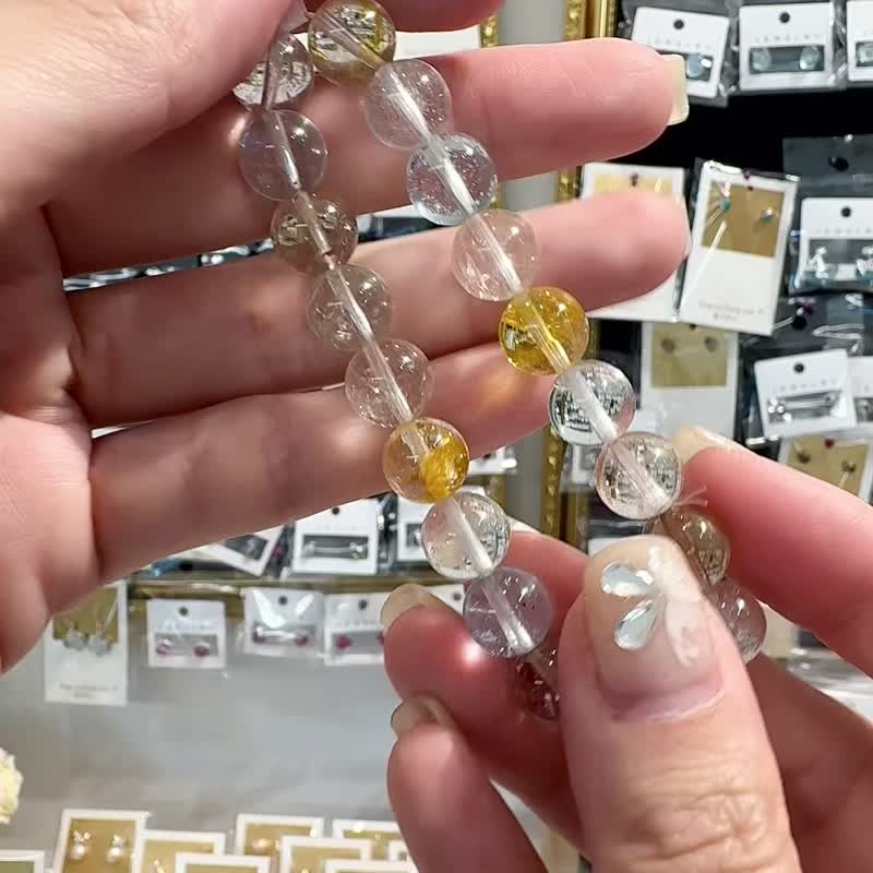 精品自用冰彩托帕石水晶手珠9.5mm33.77g增强表达能力说服力 - 手链/手环 - 水晶 多色