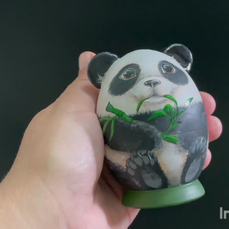 熊猫套娃娃娃，3 件套，儿童嵌套娃娃，小熊猫 - 玩具/玩偶 - 木头 黑色