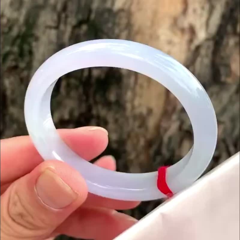冰种翡翠天然翡翠玉镯A玉手镯 玉鈪 • 冰种紫罗兰翡翠贵妃镯 - 手链/手环 - 玉石 紫色
