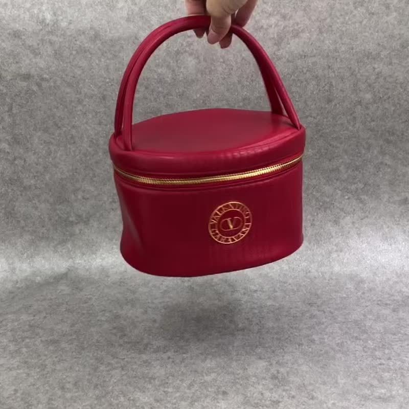 【日本直送 品牌二手包】VALENTINO GARAVANI 手袋红勋章 皮革化妆包 复古 旧款 n8rmd6 - 手提包/手提袋 - 真皮 红色