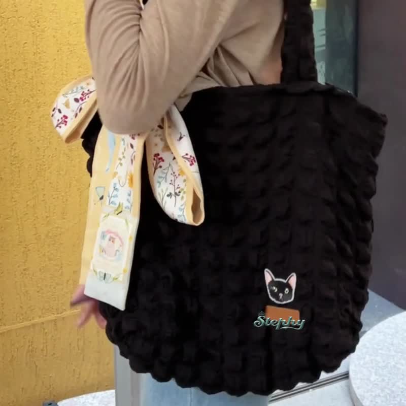 猫之日限定优惠送丝巾绑包 |  小黑猫咪肩背布包 / 定制猫咪包 - 侧背包/斜挎包 - 其他人造纤维 
