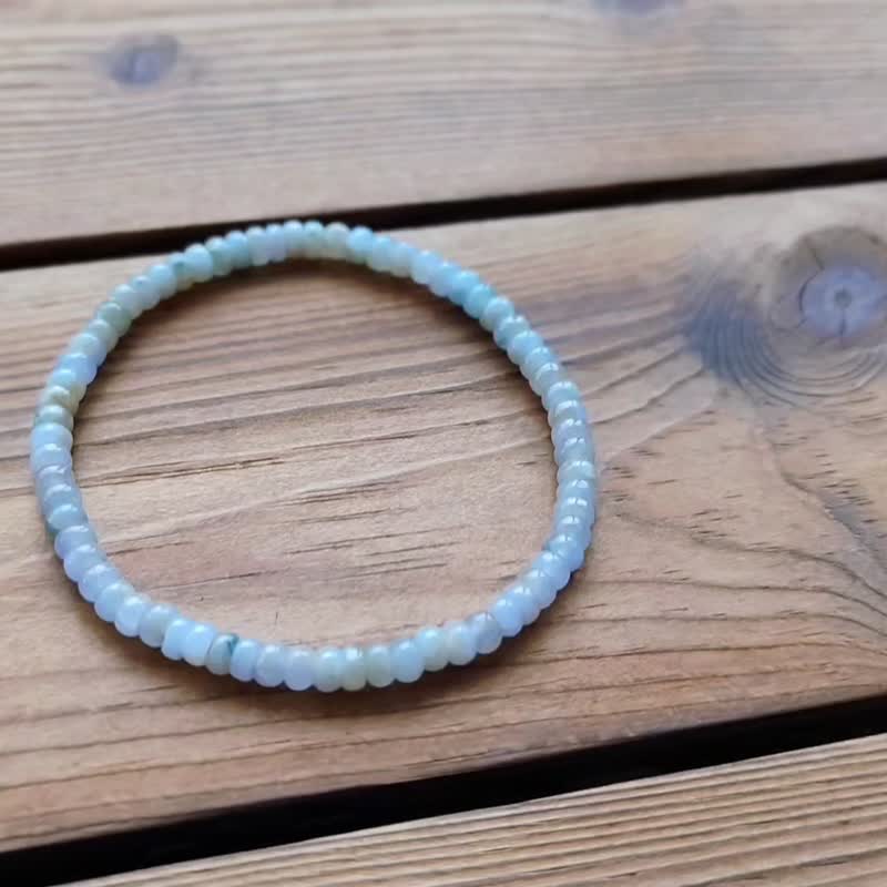 【亲翠】天然翡翠【C】冰紫飘花多彩极美4.4算盘珠手串手围14到15 - 手链/手环 - 玉石 多色