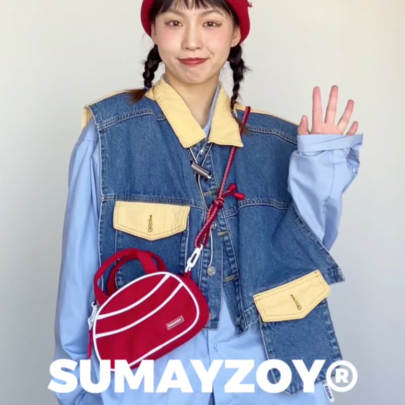 贝果系列 手提包女斜挎包 运动风单肩包 可愛保齡球包包 辣椒紅 - 侧背包/斜挎包 - 聚酯纤维 红色