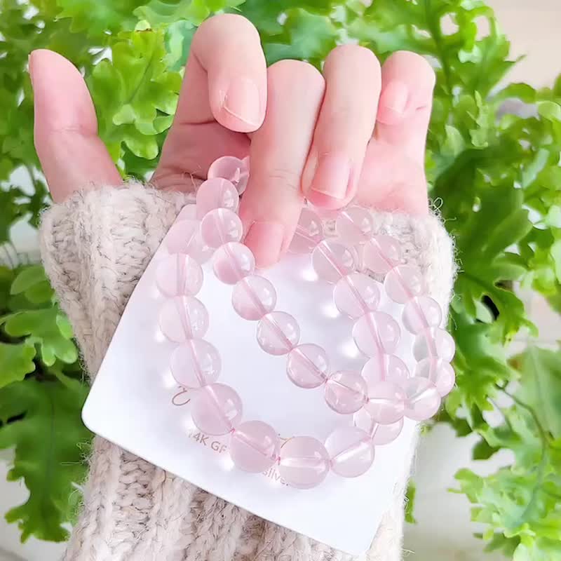 泡泡糖粉晶 天然莫粉六芒星全透晶体 咕溜手串 - 手链/手环 - 水晶 粉红色