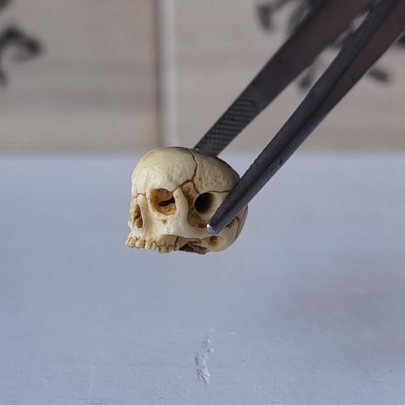 【有作家署名】【髑髅作家服部】【髑髅珠4】【自然色雾面处理】髑髅 骷髅 骸骨 (Skull) 根付 (netsuke) 等 - 手链/手环 - 其他材质 