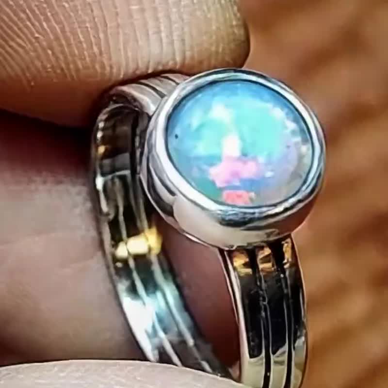 【Captain Flint手作银饰】月彩婆娑 蛋白石纯银戒指 MIT自做自售 - 戒指 - 宝石 多色