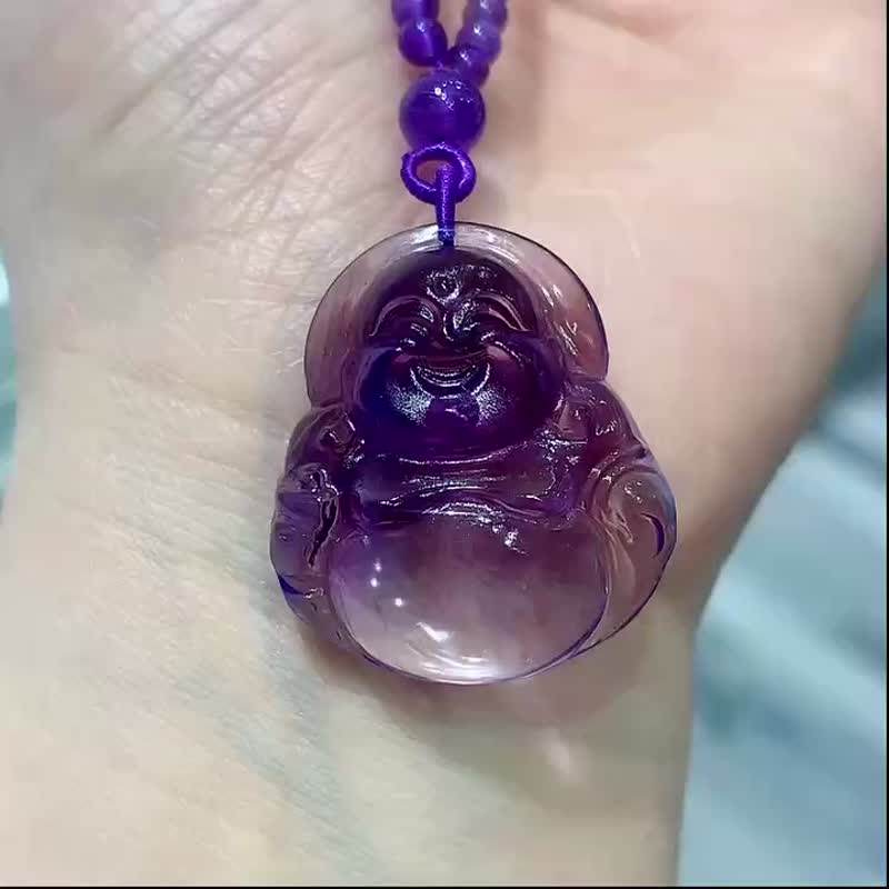 极品巴西天然紫水晶佛弥勒佛吊坠 面目慈祥天然紫罗兰笑口常开 - 手链/手环 - 水晶 